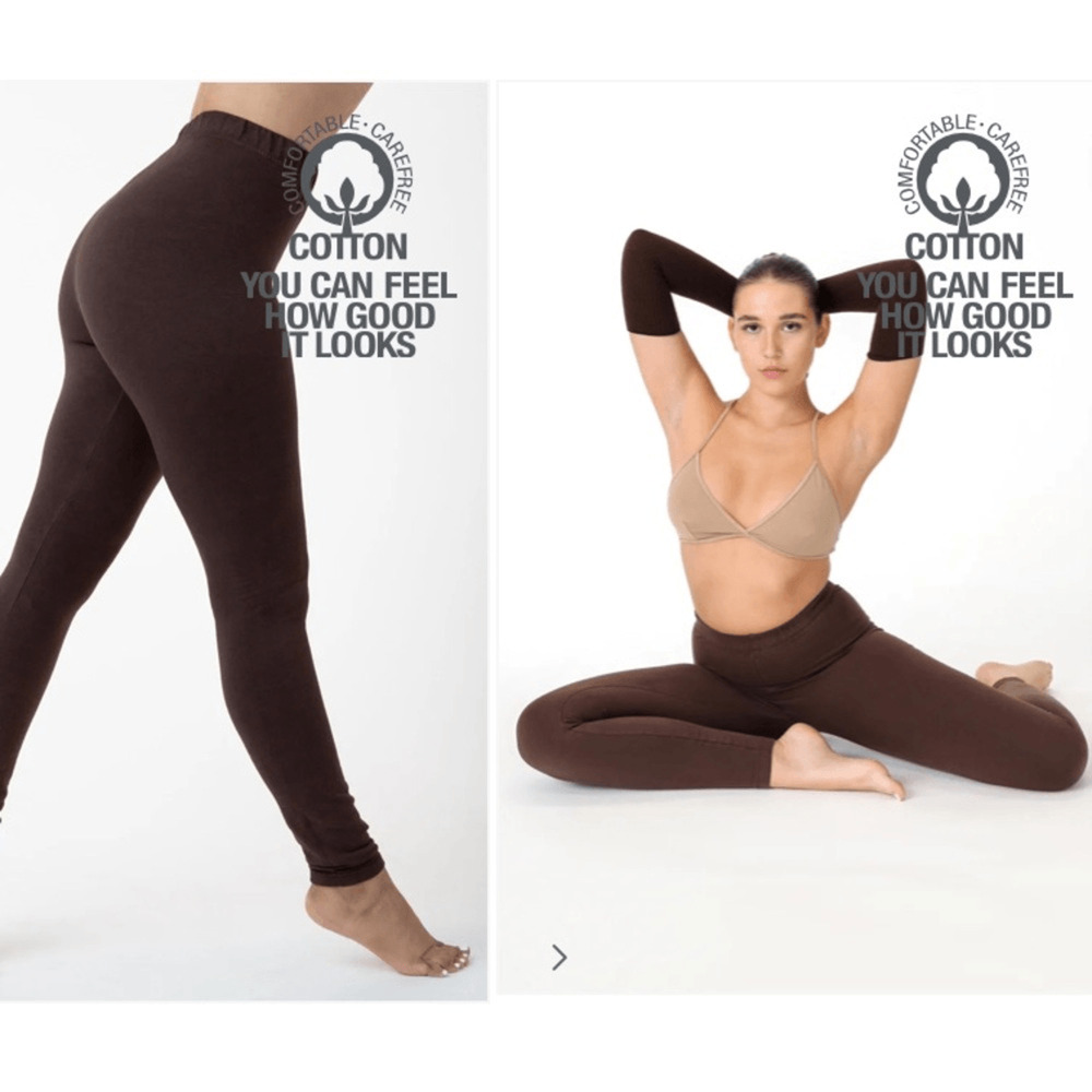 NEW! Los Angeles Apparel High-Rise Cotton Blend Brown Leggings -